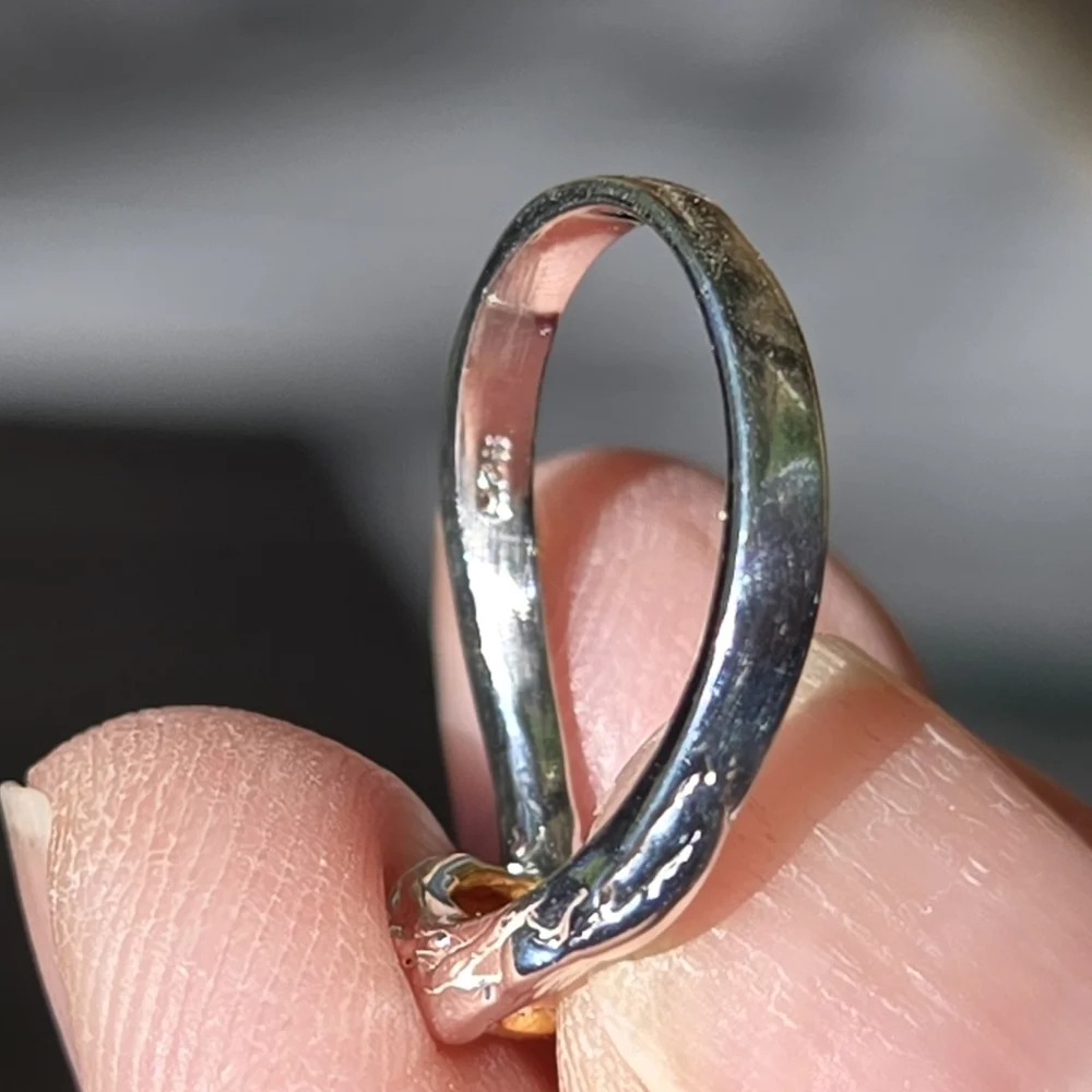 Opal Natural Sterling Silver & Gold Ring Sz5 - Picture 9 of 9